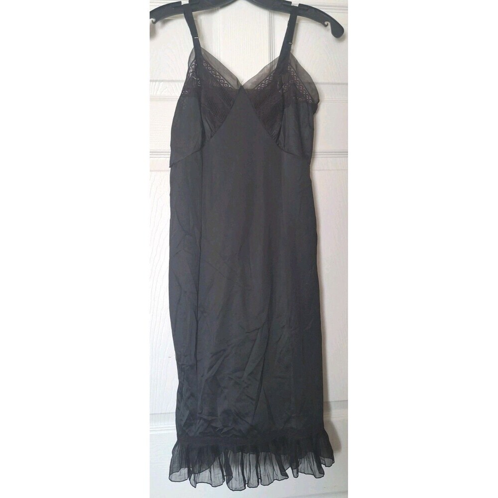 Whimsygoth Dark Romantic Slip Dress Adonna Vintage Size 32 Average Lacey Black
